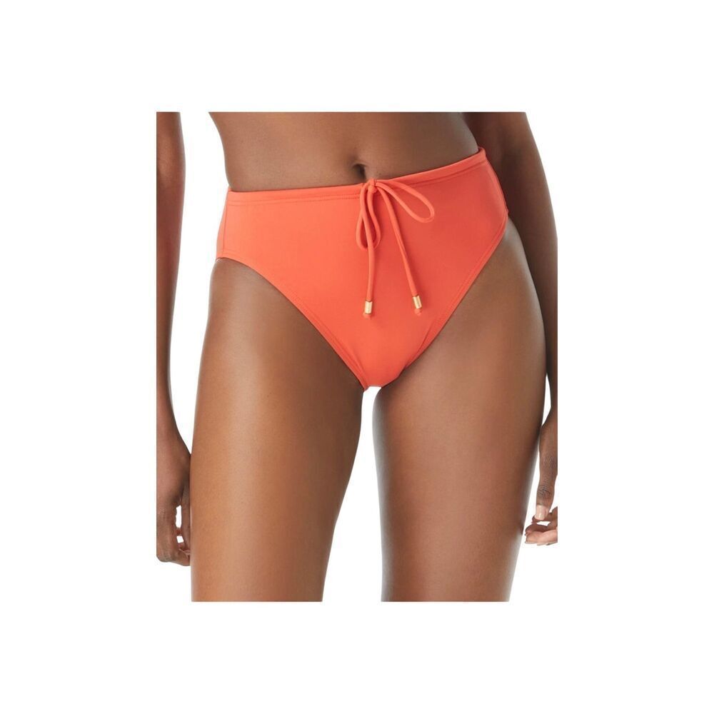 Vince Camuto Drawstring High-Waist Bikini Orange Bottoms Women's Size L